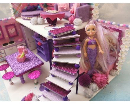 Domek dla Barbie Color Reveal - FIOLETOWA SYRENKA - DIY Rainbow House