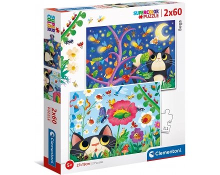 Puzzle SuperColor - Bugs  - 2x60 elementów - Clementoni - 21618
