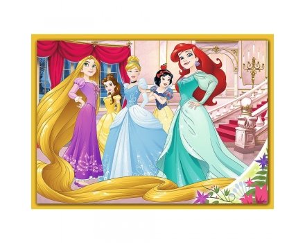 Trefl - Puzzle 4 w1 - Szczęśliwy dzień - Disney Princess - 34385