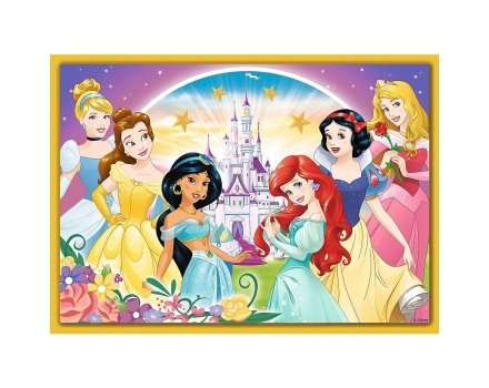 Trefl - Puzzle 4 w1 - Szczęśliwy dzień - Disney Princess - 34385