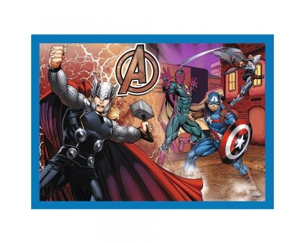Trefl - Puzzle 4 w1 - Odważni Avengersi - Marvel - 34386